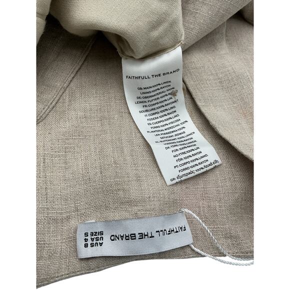Faithfull The Brand Linen Tan Maya Vest Top Size 4 - Picture 4 of 4